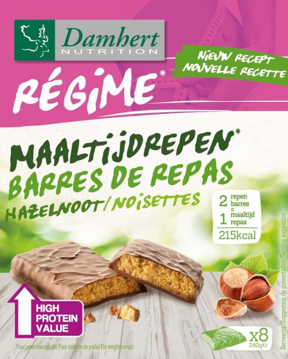 Damhert Afslank proteinereep chocolade hazelnoot (240 Gram)