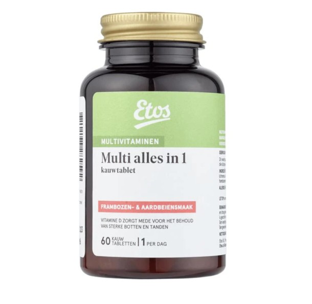 Etos Multi Alles in 1 Kauwtabletten Frambozen- & Aardbeiensmaak 60 stuks