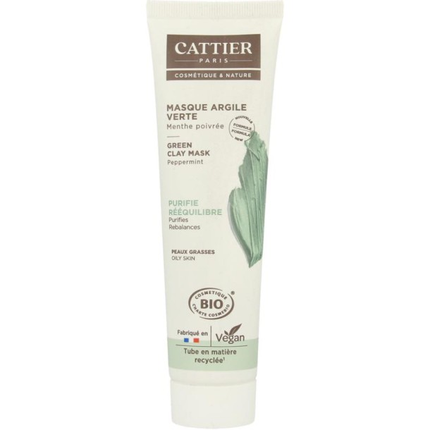 Cattier Groene klei masker munt (100 Milliliter)