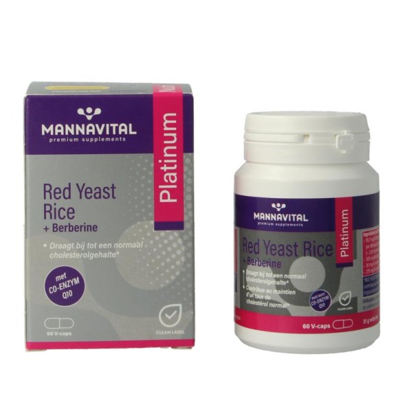 Mannavital Rode rijst + berberine platinum (60 Vegetarische capsules)