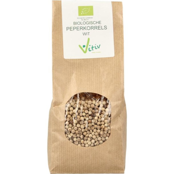 Vitiv Peperkorrels wit bio (250 Gram)