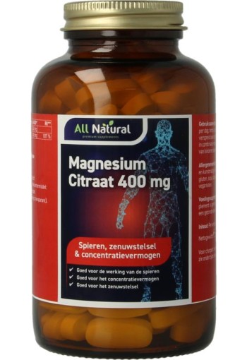 All Natural Magnesium citraat 400mg (120 Tabletten)