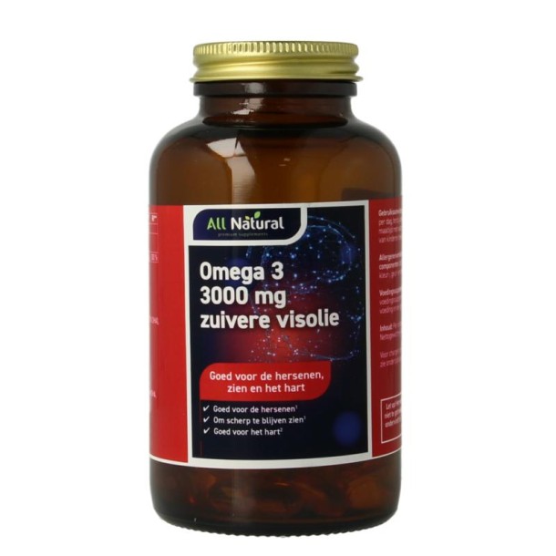 All Natural Omega 3 3000mg zuivere visolie (100 Capsules)