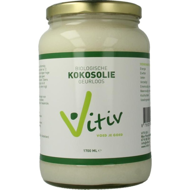 Vitiv Kokosolie geurloos bio (1700 Milliliter)