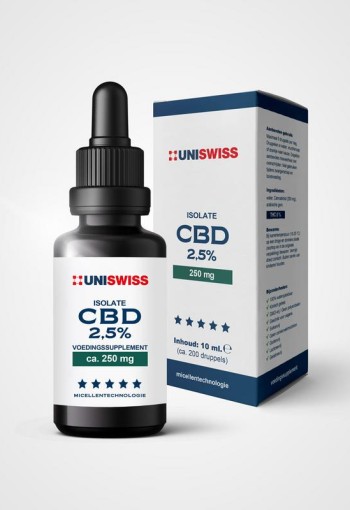 Uniswiss CBD isolate 2,5% (wateroplosbaar) (10 Milliliter)