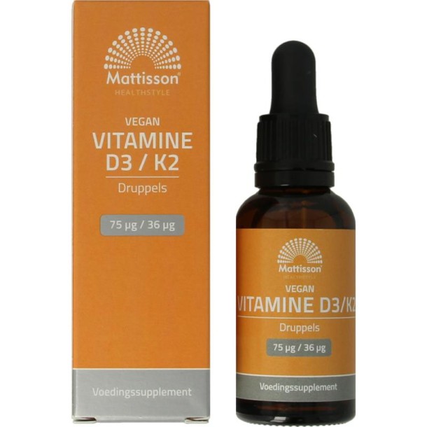 Mattisson Vitamine D3/K2 75mcg/36mcg vegan druppels (25 Milliliter)