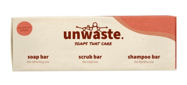 Unwaste Giftset coffee soap scrub shampoo (1 Stuks)