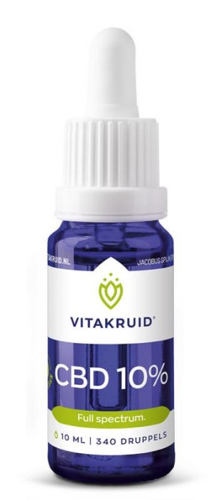 Vitakruid CBD Olie 10% full spectrum met MCT als drager (10 Milliliter)