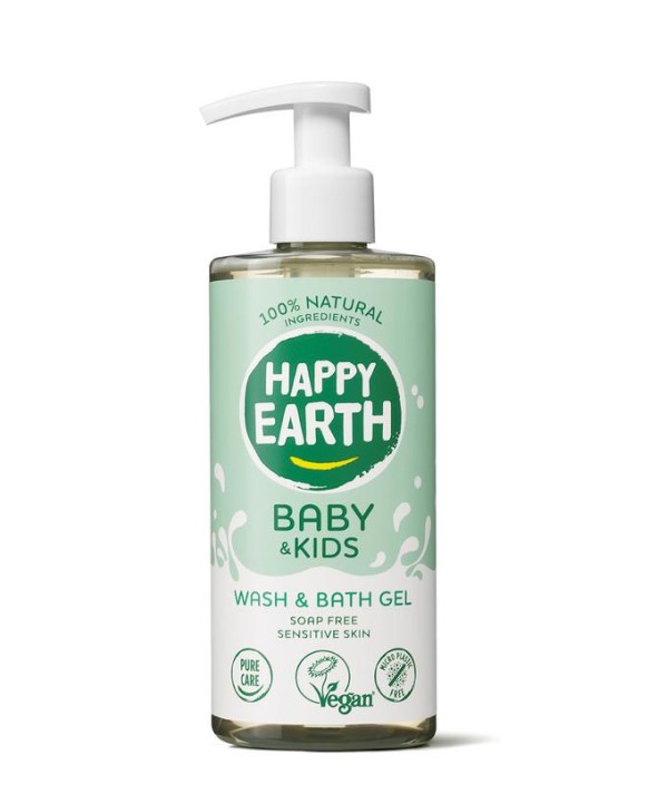 Happy Earth Was & badgel zeepvrij baby & kids 300 Milliliter