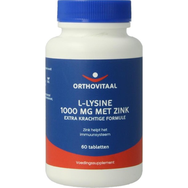 Orthovitaal L-Lysine 1000mg met zink (60 Tabletten)