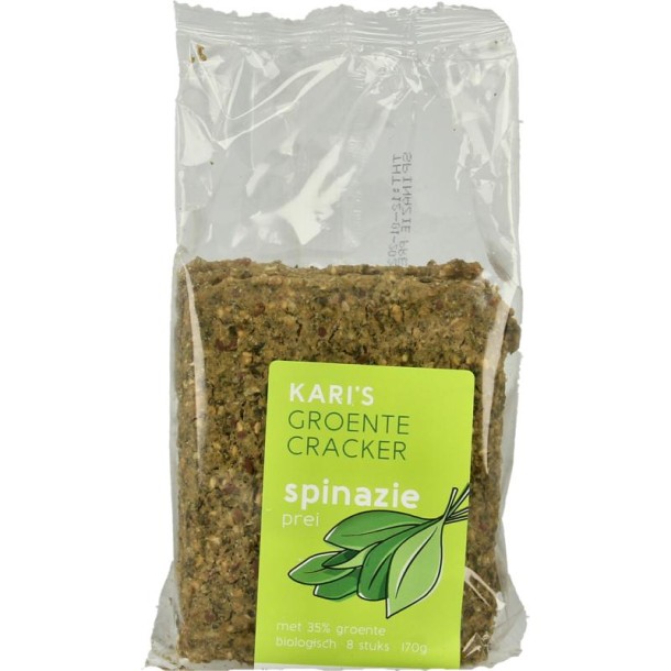 Kari's Crackers Groentecracker spinazie prei bio (170 Gram)