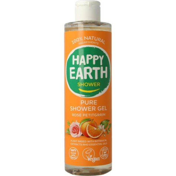 Happy Earth Pure showergel rose petitgrain 300 Milliliter