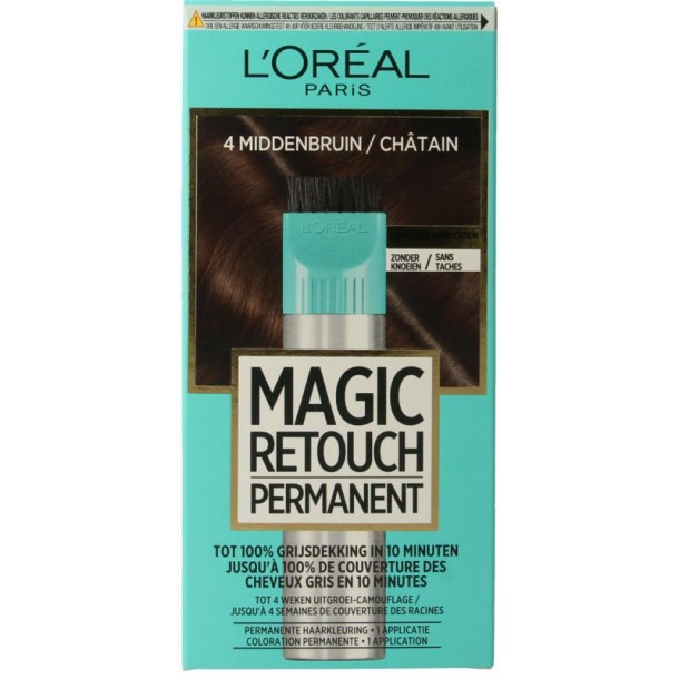 Magic Retouch Permanente haarkleuring nr 4 middenbruin (1 Stuks)