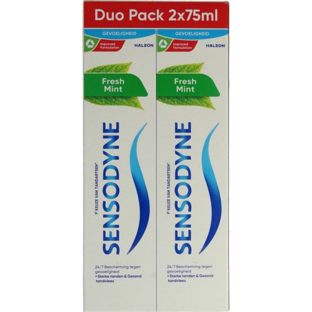 Sensodyne Tandpasta fresh mint 2 x 75ml (150 Milliliter)