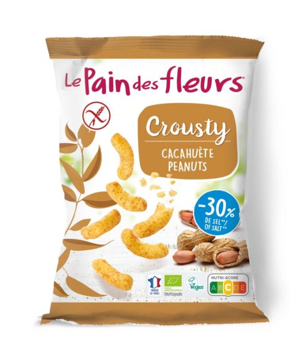 Pain Des Fleurs Chips gepoft pinda -30% zout glutenvrij vegan bio (75 Gram)