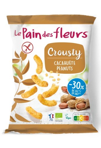 Pain Des Fleurs Chips gepoft pinda -30% zout glutenvrij vegan bio (75 Gram)