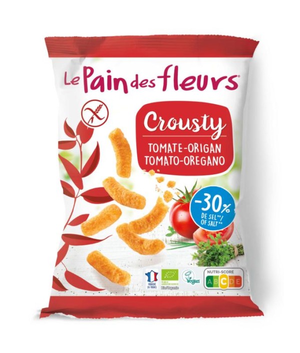 Pain Des Fleurs Chips gepoft tomaat basilicum glutenvrij bio vegan (75 Gram)