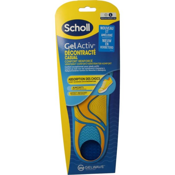 Scholl Casual gel active inlegzolen maat L 40-46.5 (1 Paar)