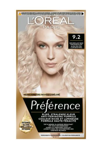 L Oréal Paris Préférence 9.2 Zeer Licht Beige Parelmoer Blond