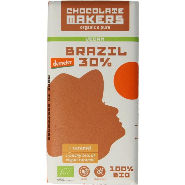 Chocolatemakers Brazil karamel 30% vegan demeter bio (80 Gram)