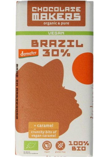 Chocolatemakers Brazil karamel 30% vegan demeter bio (80 Gram)