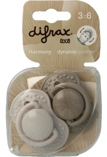 Difrax Fopspeen 3-6 maanden harmony light grey/dark grey (2 Stuks)