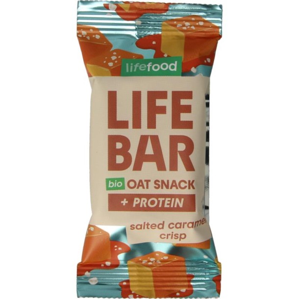 Lifefood Lifebar oatsnack proteine salted caramel crisp bio (40 Gram)