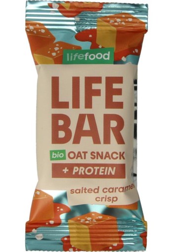 Lifefood Lifebar oatsnack proteine salted caramel crisp bio (40 Gram)