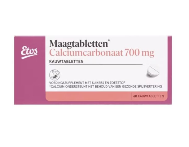 Etos Maagtabletten Calciumcarbonaat 700 mg 60 stuks 