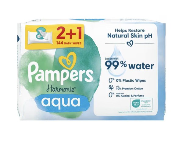 Pampers Aqua Pure Babydoekjes 144 stuks