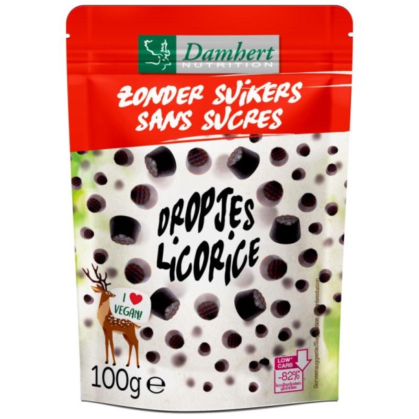 Damhert Dropjes vegan zonder suikers (100 Gram)