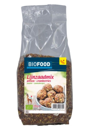 Biofood Lijnzaadmix pitten cranberry bio (250 Gram)