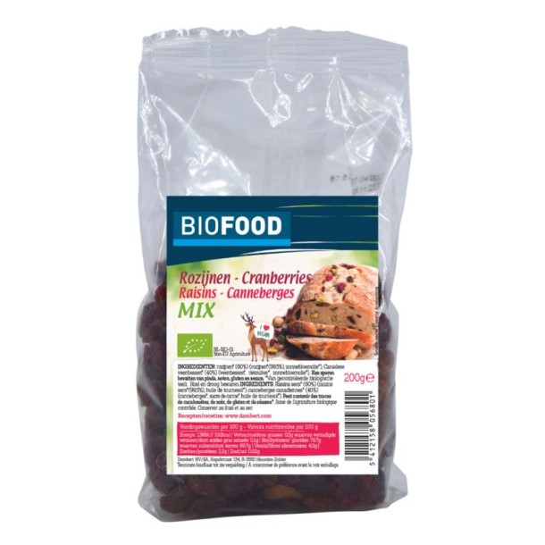 Biofood Rozijnen cranberries mix bio (200 Gram)