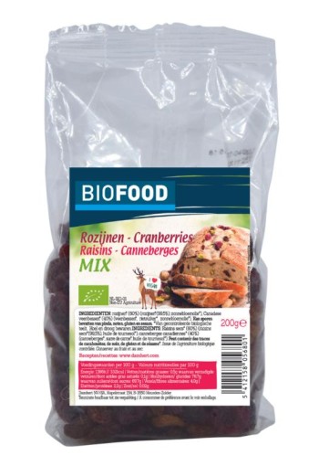 Biofood Rozijnen cranberries mix bio (200 Gram)