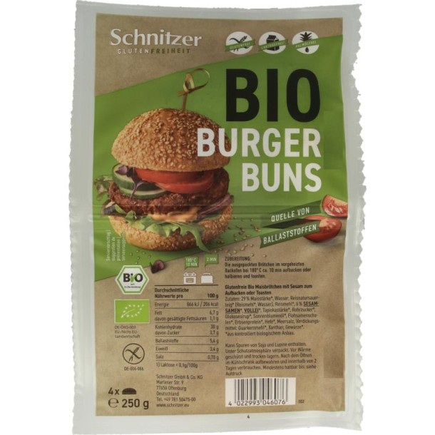 Schnitzer Hamburger broodjes bio (250 Gram)