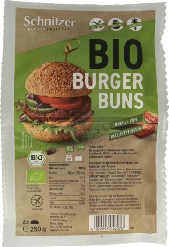 Schnitzer Hamburger broodjes bio (250 Gram)