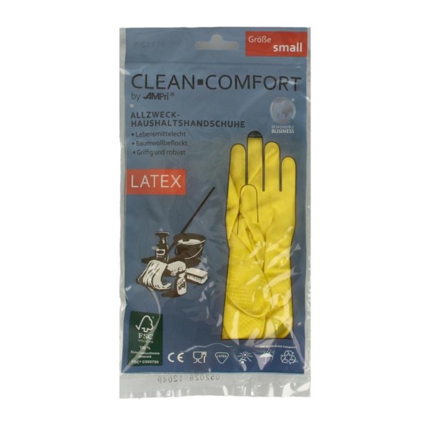 Clean-Comfort Huishoudhandschoen geel maat S (1 Paar)