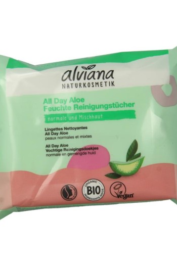 Alviana Reinigingsdoekjes vochtig aloe vera (25 Stuks)