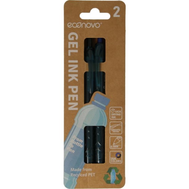 Econovo Gelpennen 0,7mm blauw/zwart (2 Stuks)