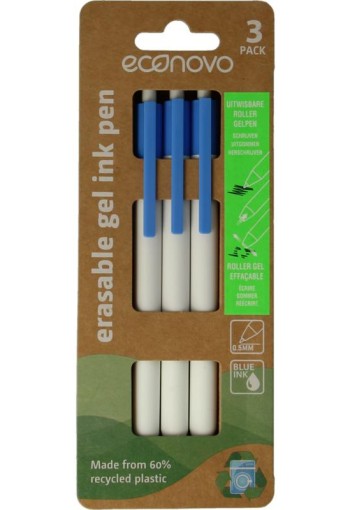 Econovo Gelpennen uitwisbaar blauw (3 Stuks)