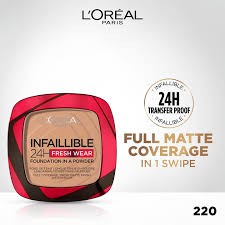 L'Oréal Paris Infaillible 24H Fresh Wear Foundation in a Powder 220 Sand