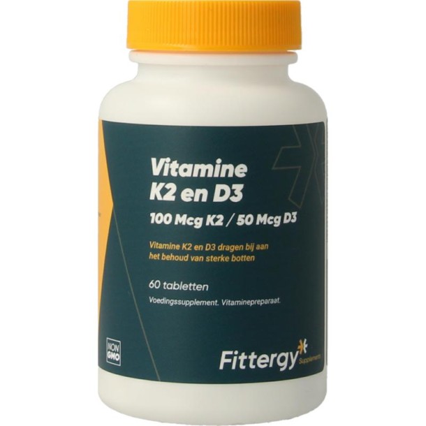 Fittergy K2 (100mcg) en D3 (50mcg) (60 Tabletten)