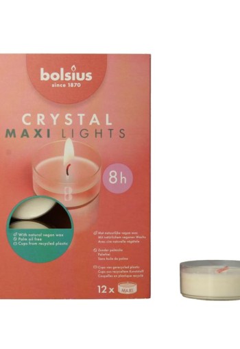 Bolsius Crystal maxi lights 8 uur doos (12 Stuks)