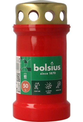 Bolsius Herdenkingslicht nr3 rood met deksel (1 Stuks)