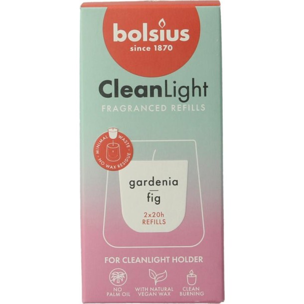 Bolsius Clean Light navulling gardenia / fig (2 Stuks)