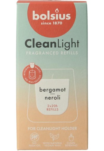 Bolsius Clean Light navulling bergamot & neroli (2 Stuks)