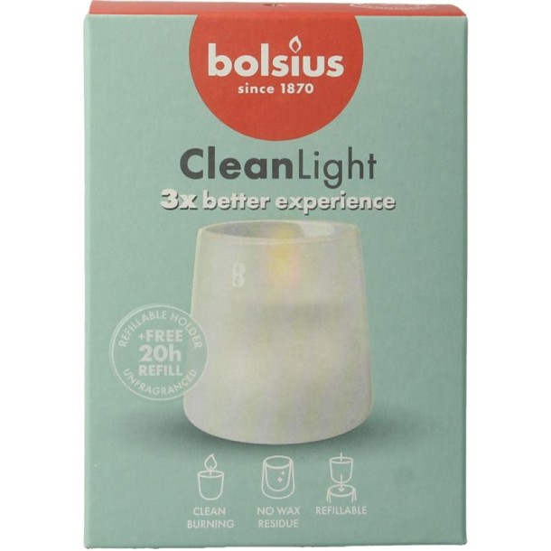 Bolsius Clean Light starterkit houder wit - incl. geurloze (1 Stuks)