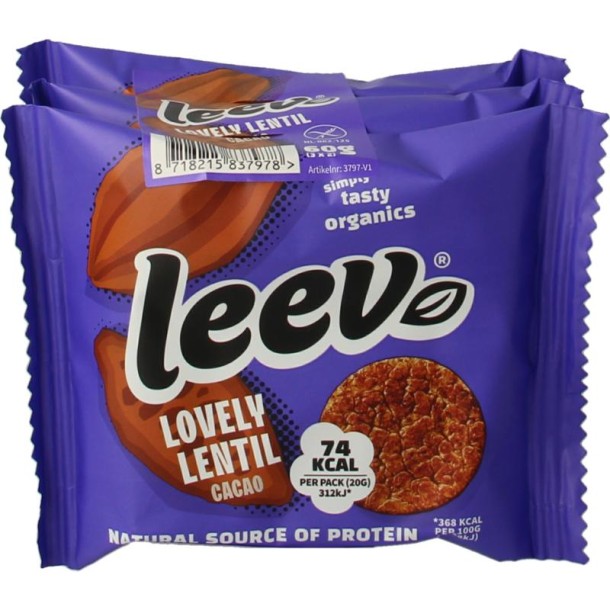 Leev Lovely lentil cakes cacao bio (60 Gram)