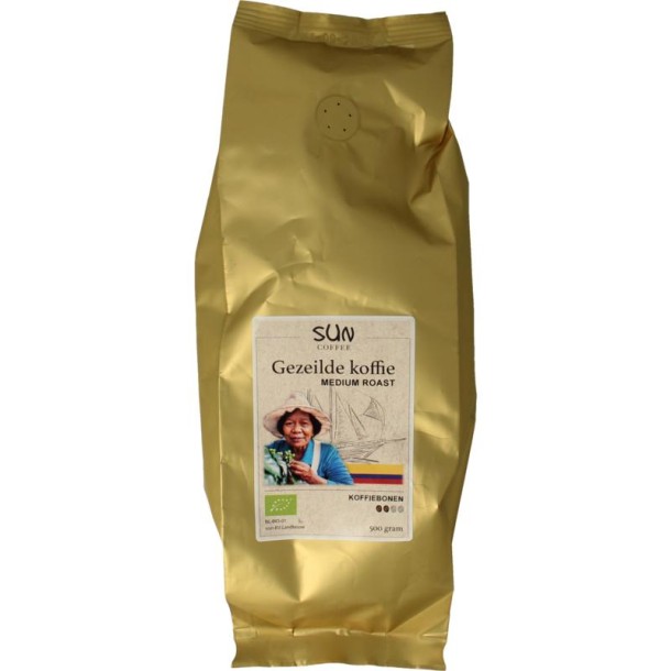 Sun Coffee Gezeilde koffiebonen medium roast bio (500 Gram)