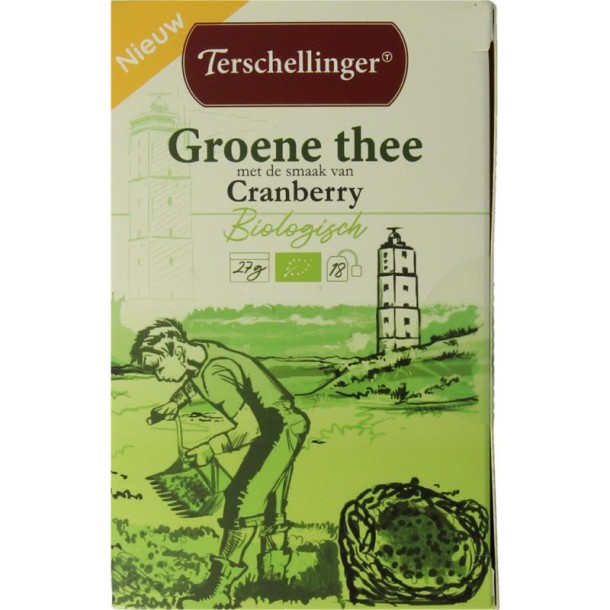 Terschellinger Groene thee cranberry bio (18 Zakjes)